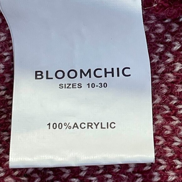 BLOOMCHIC Ombre Knit Sweater Cabernet & Pink Scoop Neck Oversized Pullover 12 - Picture 13 of 15